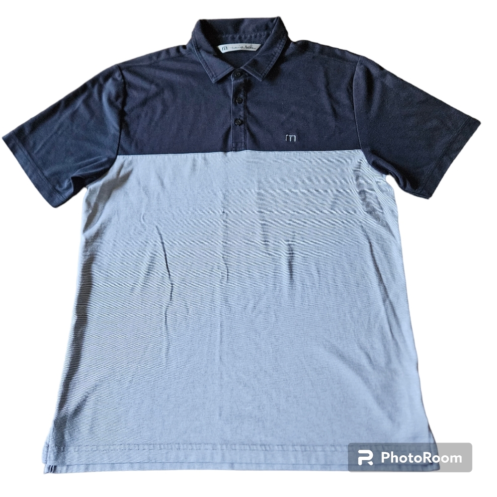 Travis Mathew Men's Golf Black Gray Polo Short Sleeve Shirt, Size Large